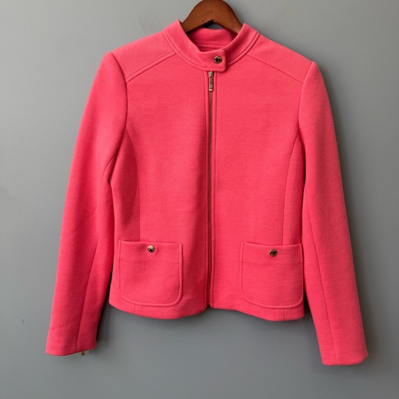 Tommy Hilfiger Full Zip Blazer Moto Zip Cuffs Padded Shoulders. Pink. Size 4 - Picture 15 of 15